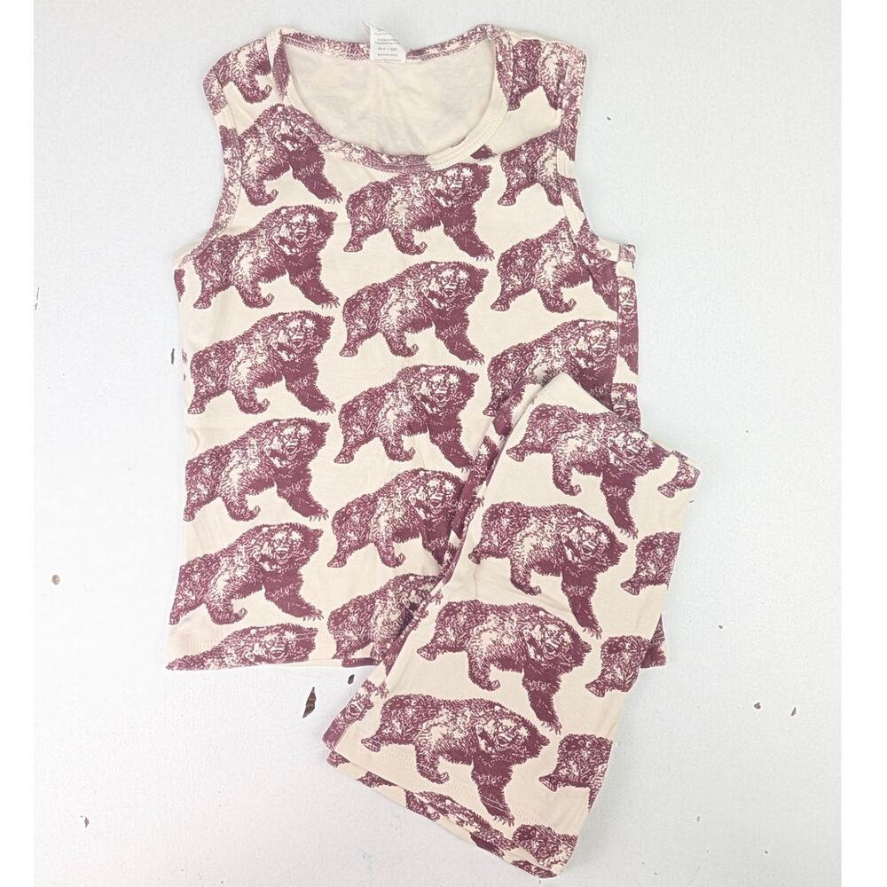 Kate Quinn Youth 5Y Bear Shorts & Tank Lounge Set - Apricot/Burgundy